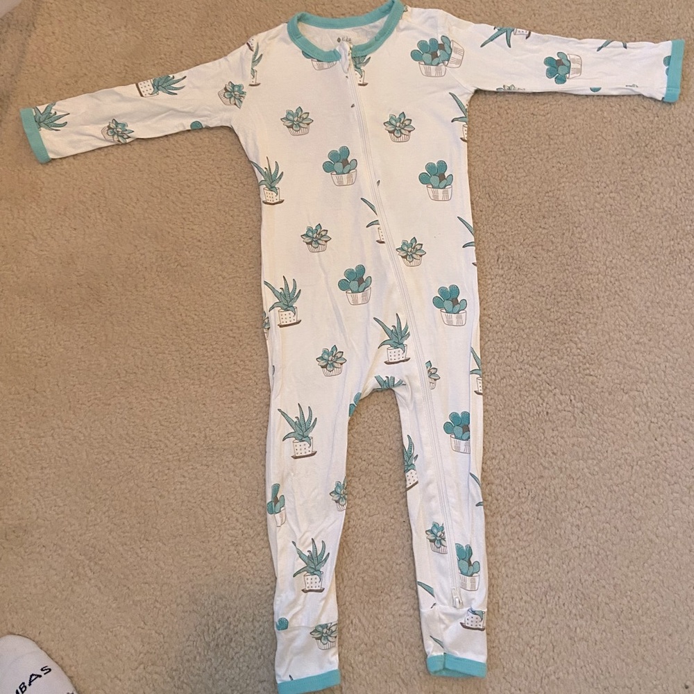 Kyte Baby Zippered Romper Pajamas - Succulants